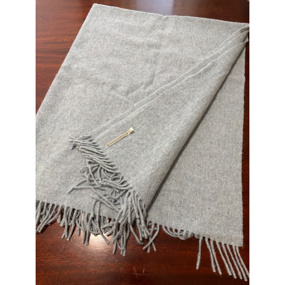 Alicia Adams Alpaca Throw‎ Blanket Blue Gray Fringed Wool Blend Peru 52x70